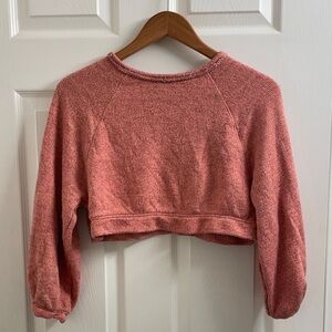 Free People Jade Cropped Valentine’s Day Pullover Sweater in Peach Size XS